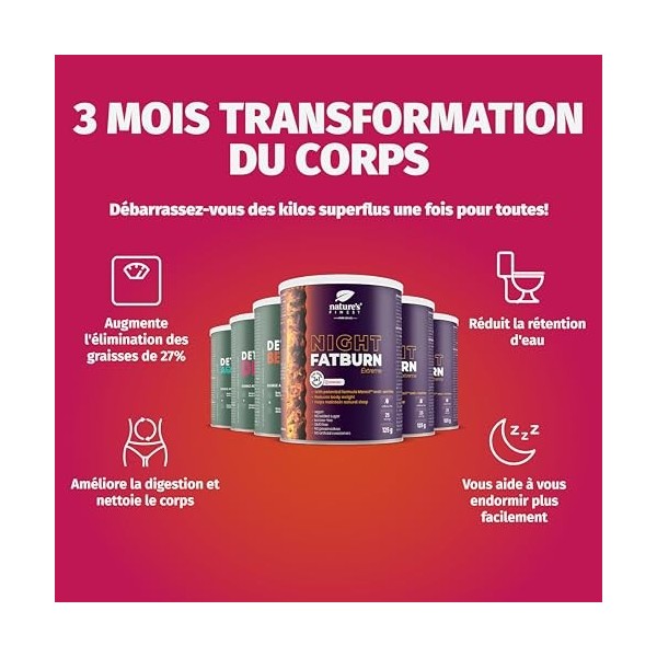 Natures Finest Transformation Corporelle en 3 Mois - Bruleur de Graisse Puissant Perte de Poids, Anti Ballonnements et Ventr
