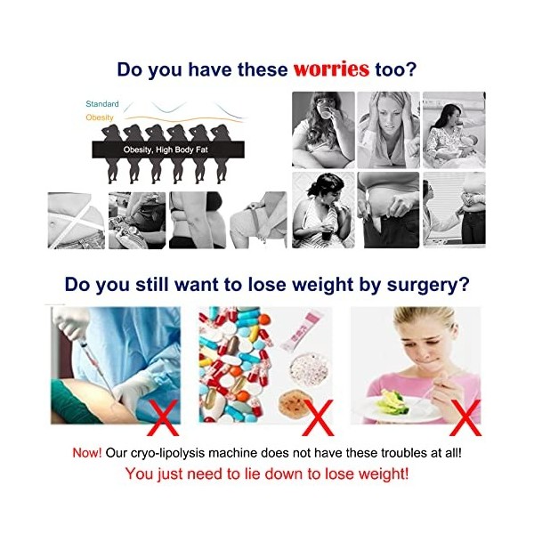 Machine cryolipolyse multifonctionnelle, brûleur Graisse du Ventre avec 3 poignées pour Femmes, élimination la Cellulite par 
