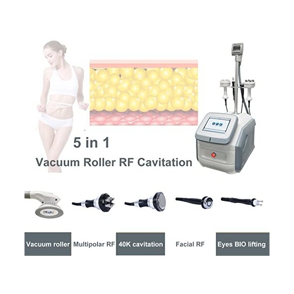 Machine amincissante 5 en 1, rouleau de cavitation sous vide pour enlever les graisses, lifting du visage et massage sculptan