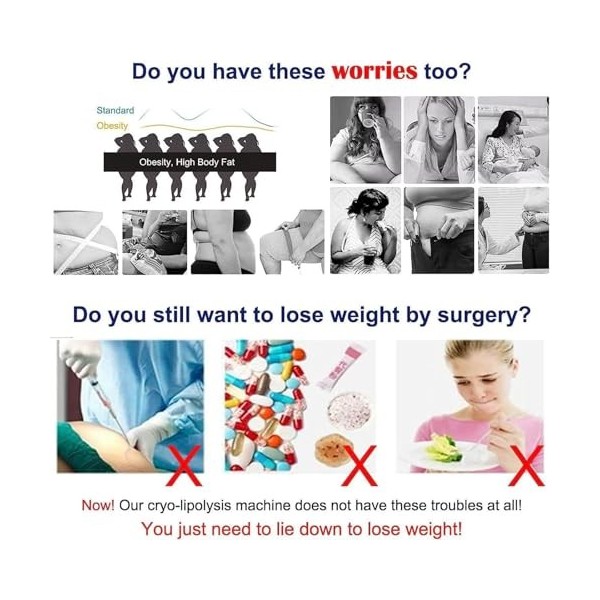 Cryolipolysis Machine de congélation des graisses avec 3 poignées Appareil minceur et perte de poids pour bras et taille