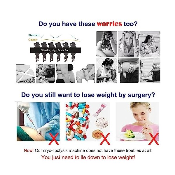 Machine Minceur Cryolipolysis - Instrument de congélation et de lipolyse avec 3 poignées pour minceur et réduction des graiss