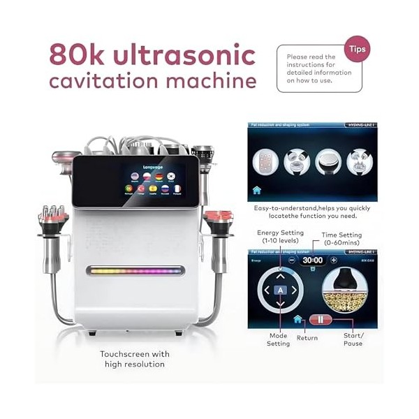 Appareil Multifonctionnel 11 En 1 Remodelage Corporel Professionnel, Brûleur Graisse Par Électrostimulation Ems 80k, Élimin
