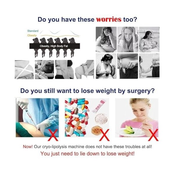 Machine de congélation de graisse pour cryothérapie et sculpture du corps avec 3 poignées, équipement de réduction minceur