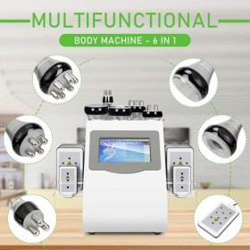 Machine de cavitation 40K – Appareil amincissant 6 en 1 avec 5 sondes et 8 coussinets pour réduire les rides, façonner le cor