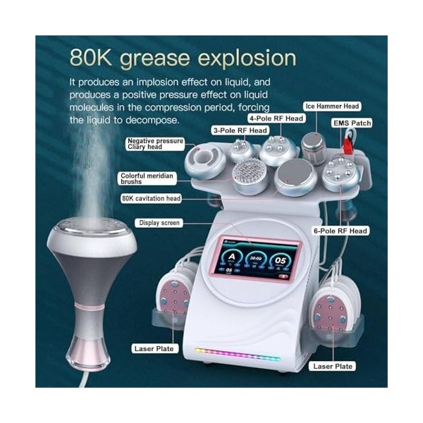 Appareil Professionnel Remodelage Corporel 80k Aspiration Led Ems, Brûleur De Graisse Multifonctionnel, 9 En 1 Pour LÉlimina