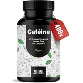 Caféine 200 mg - 400 Comprimés Vegan - Haute Dose - Cafeine Pure - Produit en Allemagne - Testé en laboratoire