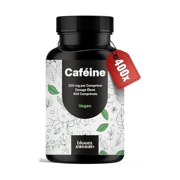 Caféine 200 mg - 400 Comprimés Vegan - Haute Dose - Cafeine Pure - Produit en Allemagne - Testé en laboratoire