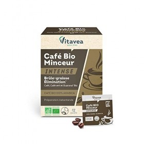 Vitavea - Café Minceur BIO Intense - Brûle-graisse Elimination Silhouette affinée - Café soluble 100% Arabica Guarana origine...