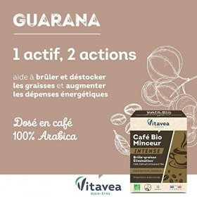 Vitavea - Café Minceur BIO Intense - Brûle-graisse Elimination Silhouette affinée - Café soluble 100% Arabica Guarana origine...