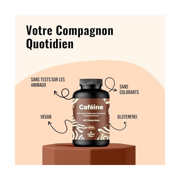 Caféine 200 mg - 400 Comprimés Vegan - Haute Dose - Cafeine Pure - Produit en Allemagne - Testé en laboratoire
