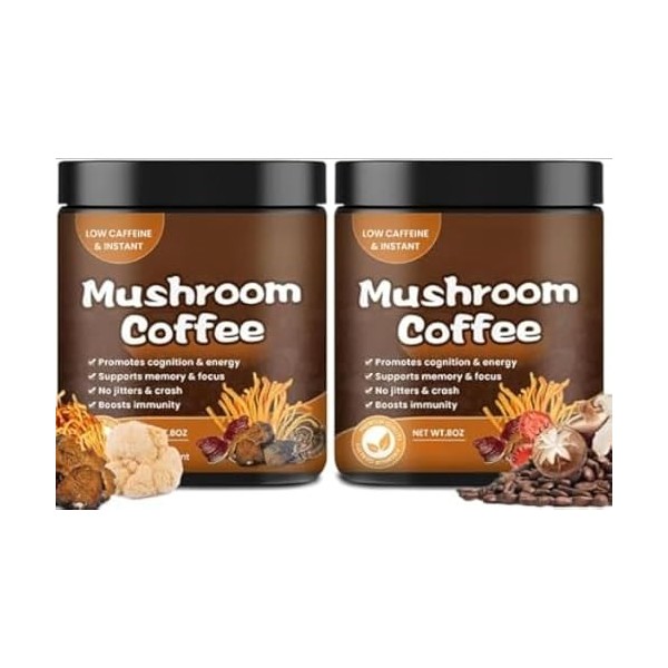 Café à champignons pour smoothies / lattes, soutient lénergie, la concentration, la concentration, limmunité,2pcs