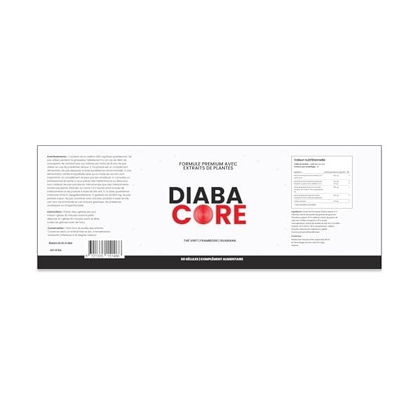 Diabacore – Mélange botanique simple aux ingrédients naturels, 450 mg – 60 capsules