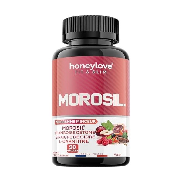 MOROSIL® 400 mg Minceur Honeylove – 90 Gélules | Framboise Cétones, Vinaigre de Cidre, L-Carnitine, Guarana & Chrome | Vegan 