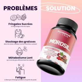 MOROSIL® 400 mg Minceur Honeylove – 90 Gélules | Framboise Cétones, Vinaigre de Cidre, L-Carnitine, Guarana & Chrome | Vegan 