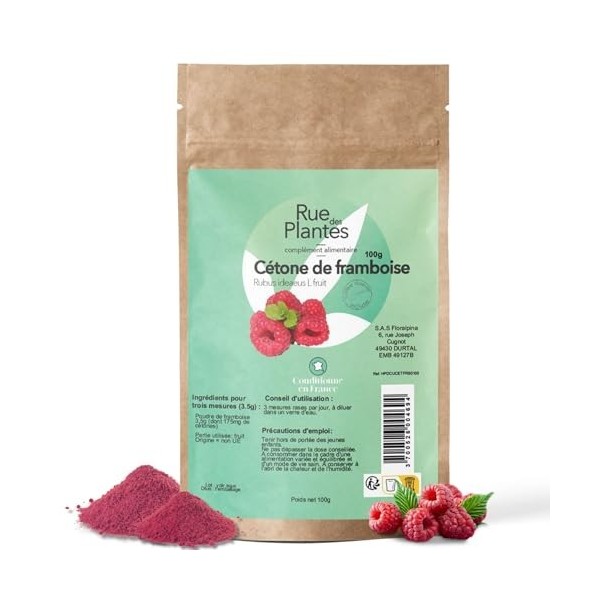 Framboise Extrait 5% de Cétone Poudre 100 g – Source Naturelle d’Antioxydants, Soutient le Métabolisme & l’Équilibre Pondéral