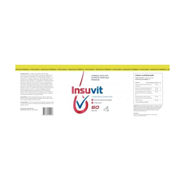 Insuvit – Complément Alimentaire en Gélules – Formule aux Extraits de Plantes – Avec Caféine – Framboise & Thé Vert – 60 Gélu