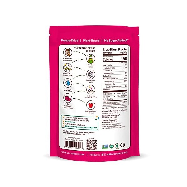 Natierra Natures All Foods Freeze-Dried Raspberries, 1.3 Ounce