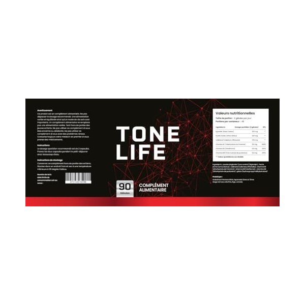 Tonelife Premium Gélules – Complément alimentaire avec extraits végétaux et vitamines B1, B2, B6 – Églantier, ortie et valéri