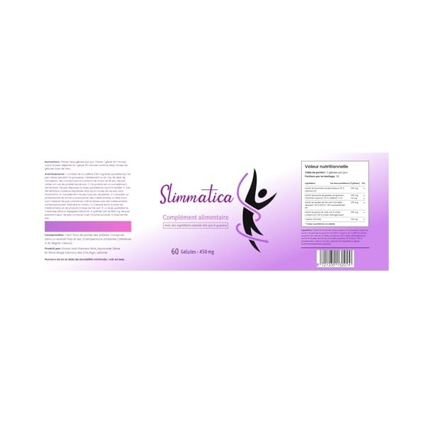 Slimmatica Gélules – Complément alimentaire avec extraits végétaux de framboise, guarana, café vert et thé vert – 60 gélules 