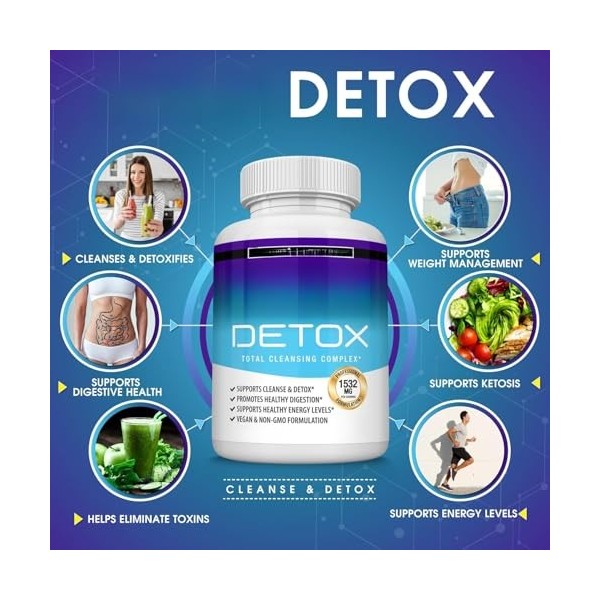 Extrait nettoyant avancé Keto Detox Pills – Formule nettoyante pour le côlon pour éliminer les toxines et lexcès de déchets 