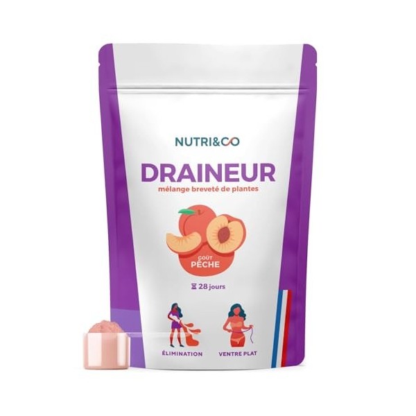 NUTRI & CO Draineur Rétention d’Eau Puissant - Poudre de Cassis & Extraits de Plantes Breveté Elimreal® - Ventre Plat & Ballo