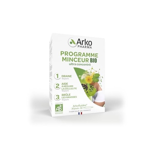 Arkopharma - Arkofluides® Programme Minceur Coffret Bio - Draineur, anti-cellulite et brûleur de graisse - 30 ampoules