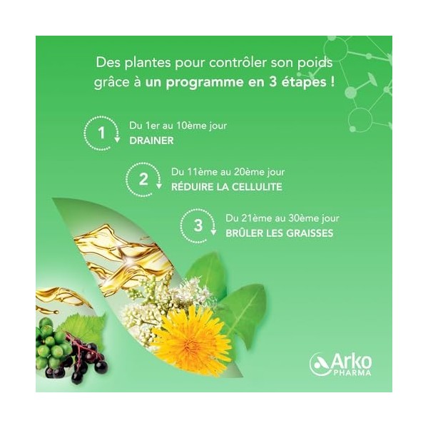 Arkopharma - Arkofluides® Programme Minceur Coffret Bio - Draineur, anti-cellulite et brûleur de graisse - 30 ampoules