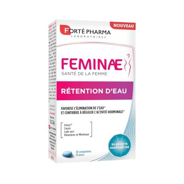 Forté Pharma - Feminae Rétention dEau - Complement alimentaire draineur, Silhouette harmonieuse, Aide minceur - Frêne, Cassi