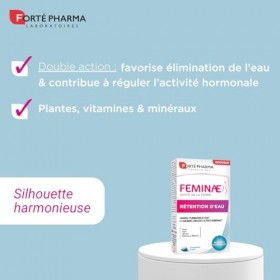Forté Pharma - Feminae Rétention dEau - Complement alimentaire draineur, Silhouette harmonieuse, Aide minceur - Frêne, Cassi