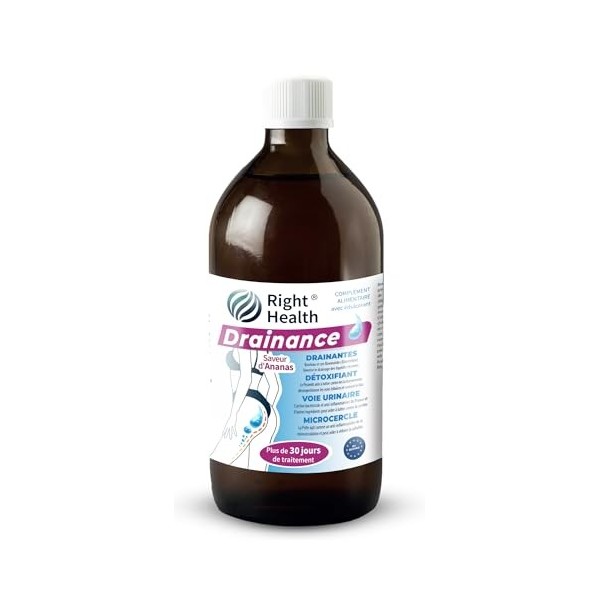 DRAINANCE: Draineur puissant détox 500ml 30 Jours. Drainant minceur à boire goût ananas. Diurétique naturel rétention d’eau. ...