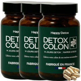 Happy Detox - Cure Detox Côlon 14 jours - Ventre Plat & Anti-Ballonnements - Nettoyage Intestinal Naturel & Puissant - Fabriq...