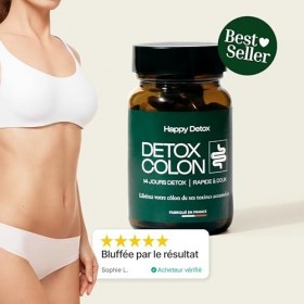 Happy Detox - Cure Detox Côlon 14 jours - Ventre Plat & Anti-Ballonnements - Nettoyage Intestinal Naturel & Puissant - Fabriq...