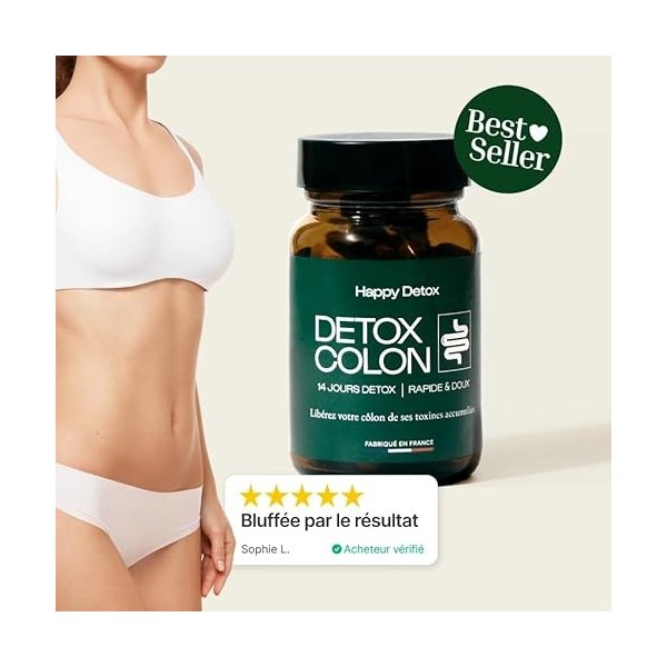 Happy Detox - Cure Detox Côlon 14 jours - Ventre Plat & Anti-Ballonnements - Nettoyage Intestinal Naturel & Puissant - Fabriq...