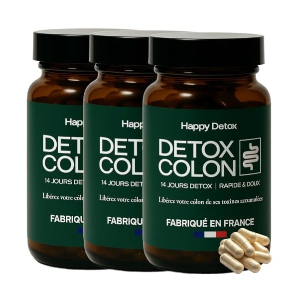 Happy Detox - Cure Detox Côlon 14 jours - Ventre Plat & Anti-Ballonnements - Nettoyage Intestinal Naturel & Puissant - Fabriq...