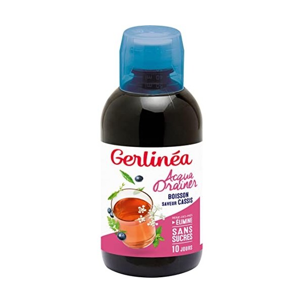 Gerlinéa - Acqua Drainer - Boisson Drainante Riche en Actifs Végétaux - Goût Cassis - 500 ml - 189141 Diurétiques