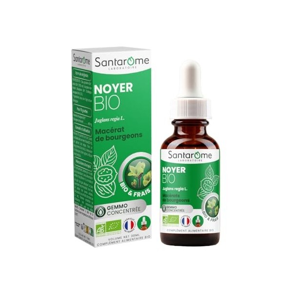 Santarome - Noyer Bio - Gemmothérapie - Macérat de bourgeons frais - Digestion et équilibre intestinal - Complément alimentai...