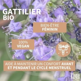 Parakeya - Gattilier Bio 250 mg - 60 gélules - Confort menstruel & équilibre au quotidien - Complément alimentaire Diurétiques