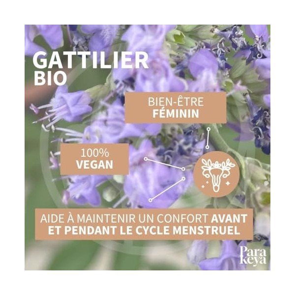 Parakeya - Gattilier Bio 250 mg - 60 gélules - Confort menstruel & équilibre au quotidien - Complément alimentaire Diurétiques