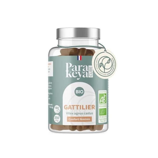 Parakeya - Gattilier Bio 250 mg - 60 gélules - Confort menstruel & équilibre au quotidien - Complément alimentaire Diurétiques