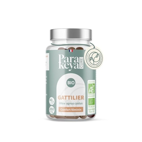 Parakeya - Gattilier Bio 250 mg - 60 gélules - Confort menstruel & équilibre au quotidien - Complément alimentaire Diurétiques