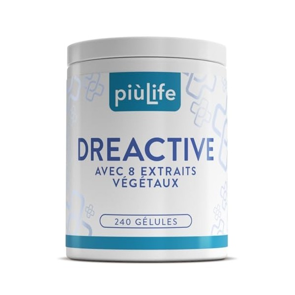 Draineur Détox PiùLife – 8 Extraits Végétaux – Ananas, Bromélaïne, Centella Asiatica, Bouleau, Orthosiphon, Pissenlit, Pilose...