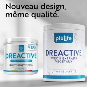 Draineur Détox PiùLife – 8 Extraits Végétaux – Ananas, Bromélaïne, Centella Asiatica, Bouleau, Orthosiphon, Pissenlit, Pilose...