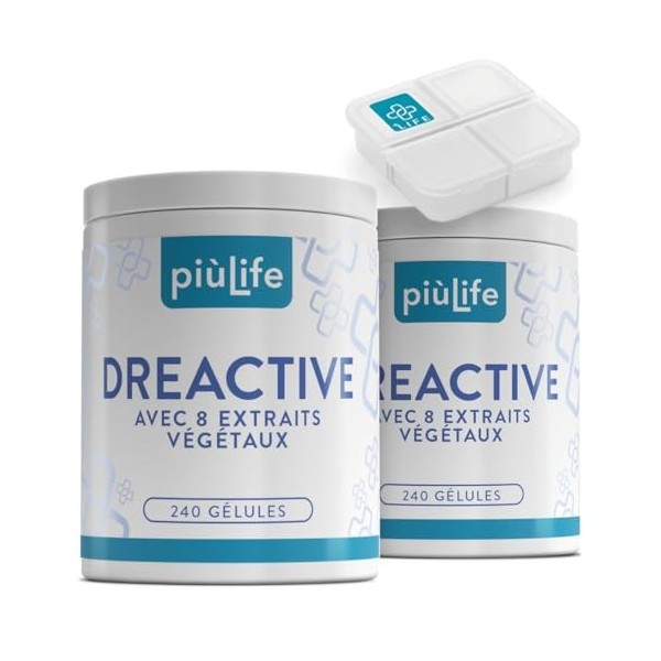 Draineur Détox PiùLife – 8 Extraits Végétaux – Ananas, Bromélaïne, Centella Asiatica, Bouleau, Orthosiphon, Pissenlit, Pilose...