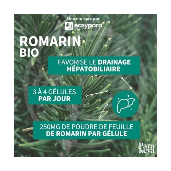 Parakeya Romarin Bio | Soutien Hépatique & Biliaire | Complément Alimentaire Détox Foie & Digestion | Cure longue durée| Drai...