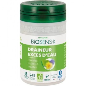 Biosens - Gélule végétale Draineur Excès deau - Chicorée, Piloselle et Bouleau - Certifié Bio AB Vegan - Fabriqué en France 