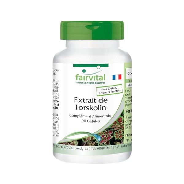 Fairvital | Extrait de forskoline - 90 gélules - à base dextrait de Coleus Forskohlii - qualité contrôlée et haute dose - 10