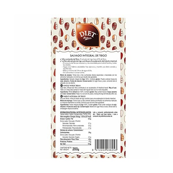 DIAT DIAT SALVADO TRIGO INTEG. 200g – peut être utilisé régulièrement selon les besoins individuels, produit multifonction à ...