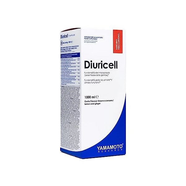 YAMAMOTO Research, Diuricell 1L, Supplément dExtraits Végétaux Drainants, pour les Ballonnements, la Rétention dEau et lAn