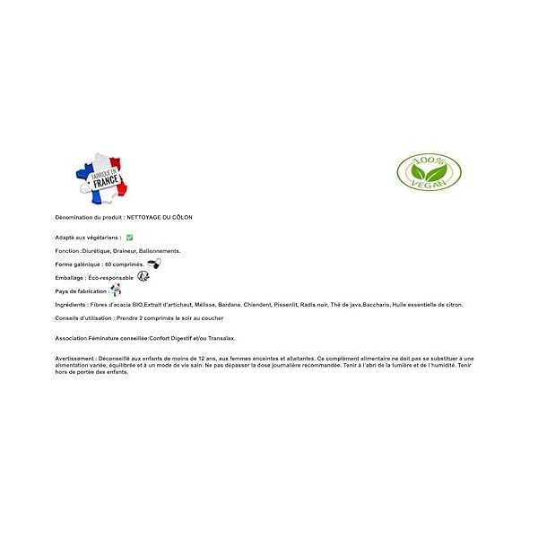 Detox Foie Colon et Intestins – Diurétique Rétention deau – Flore Intestinale – Ventre Plat Homme Femme – Gaz Intestinaux et ...