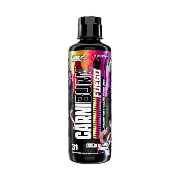 Nutrex Research Carniburn Fuego 31 Servings Vers gélifiés aigres - Régime et gestion du poids - Brûleur de graisse